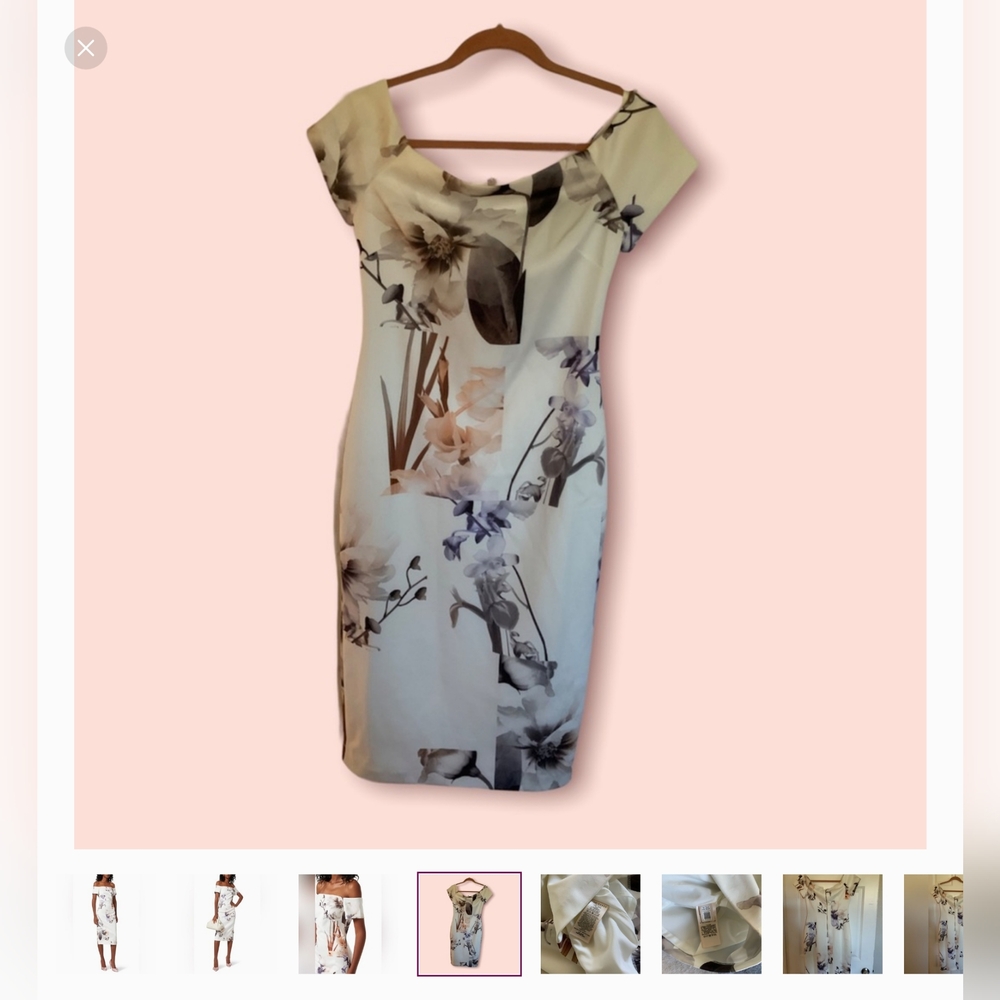 Ted Baker Women's Saidie Vanilla Bodycon Bardot Dress - White